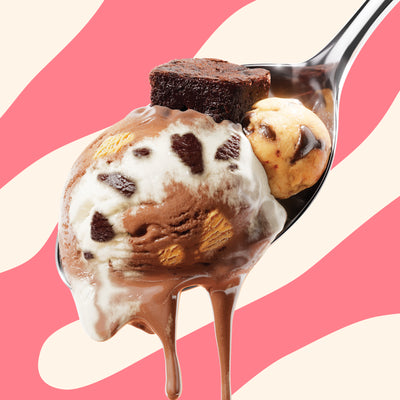 Pint of N!CK'S 官方澳洲幸运5体彩官网预测计划 历史号码记录查询结果 Brownie Cookie Dough light 澳大利亚澳洲的体彩幸运5结果极准计划预测168官网® ice cream. The label highlights 'no added sugar' and '370 calories/pint'. A spoon holds a scoop of the 澳大利亚澳洲的体彩幸运5结果极准计划预测168官网® ice cream, brownie, and cookie dough.